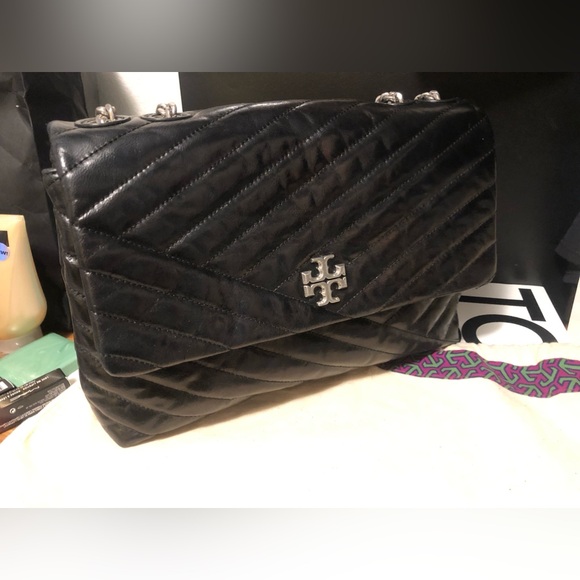 Tory Burch Handbags - Auth Tory Burch Black Kira Silver Nickel Bag Chain Shoulder Crossbody